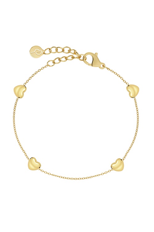 Barley armband i 14K guldplätering med fyra hjärtan