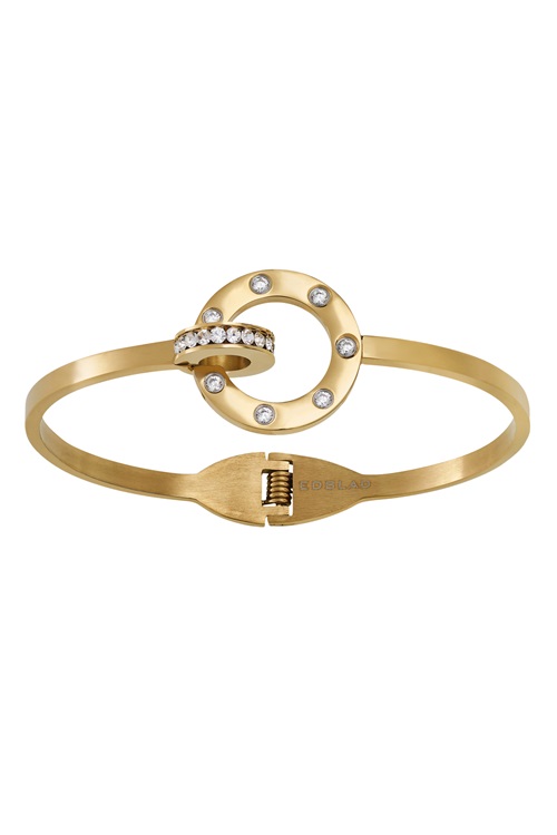 Edblad Ida – styv bangle med klara stenar i guldplätering