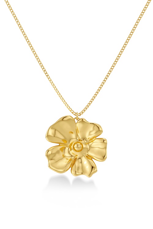 Edblad Floral halsband med blomma i guldplätering
