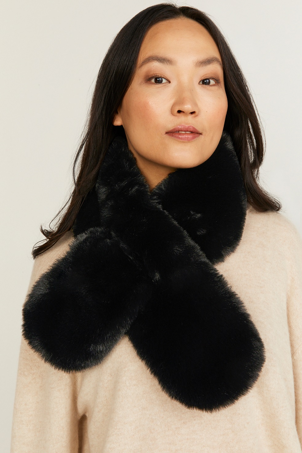 Stockh lm Tina Faux Fur Collar Black MQ Marqet