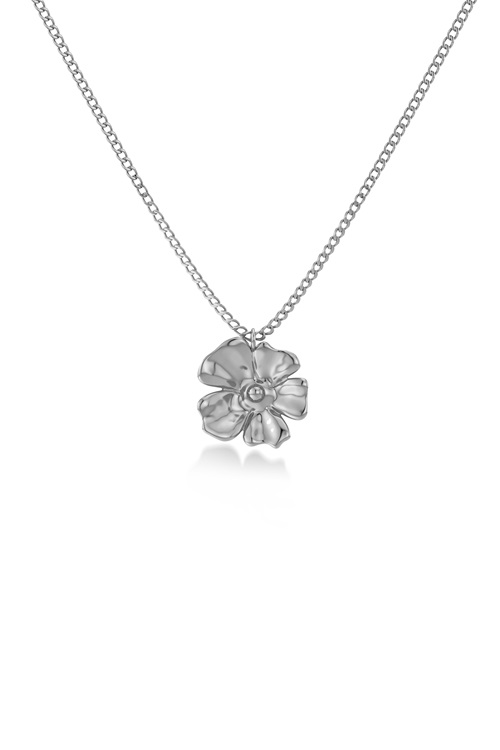 Edblad Floral halsband med blomma i rostfritt stål