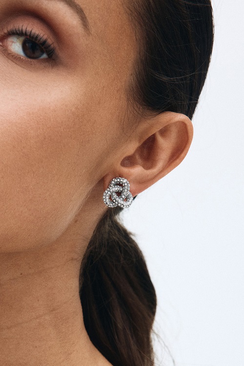 Infinity Knot Sparkle Studs L Silver 5