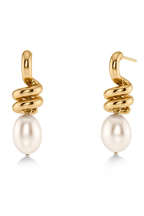 Edblad Swivel studs i guld med pärla och spiral