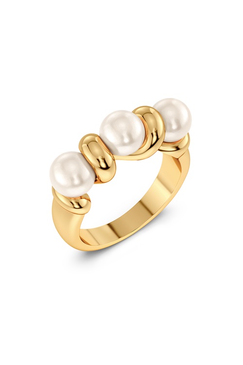 Edblad Margot ring i guld – twistad form med pärlor