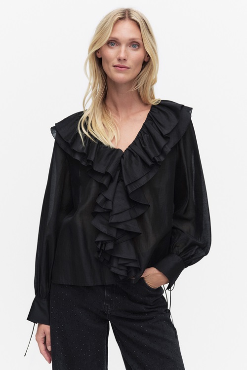 Stockh lm Studio Lowa vävd blus med volang – dam