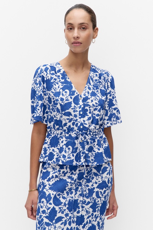 Dobber Tekkla Blouse Blusar Blue Flower Dam XS MQ Marqet 1