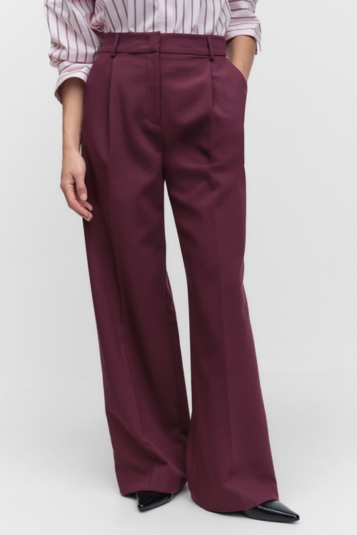 Stockh lm Studio Gine Wide Trousers Vida Byxor Wine Red Dam 34 MQ Marqet