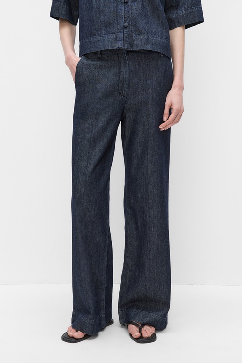 Stockh lm Lilian – mörkblå straight jeans med hög midja