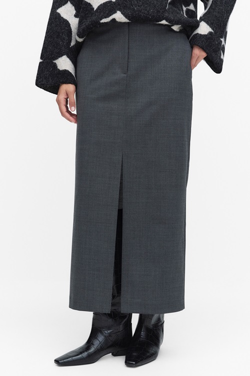 Stockh lm Studio Claudia Skirt Midikjol Grey Melange Dam 34 MQ Marqet