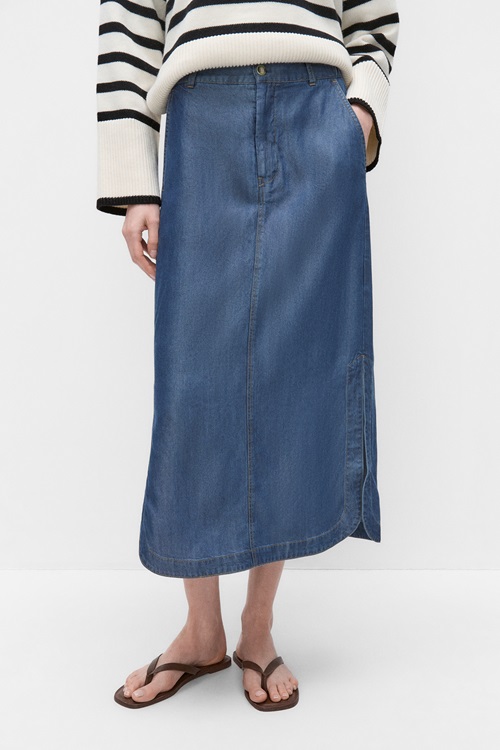 InWear Eloiseiw vadlång jeanskjol, mörk denim