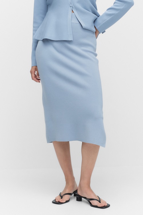 Stockh lm Hanne Knitted Skirt Midikjol Blue Dam S MQ Marqet