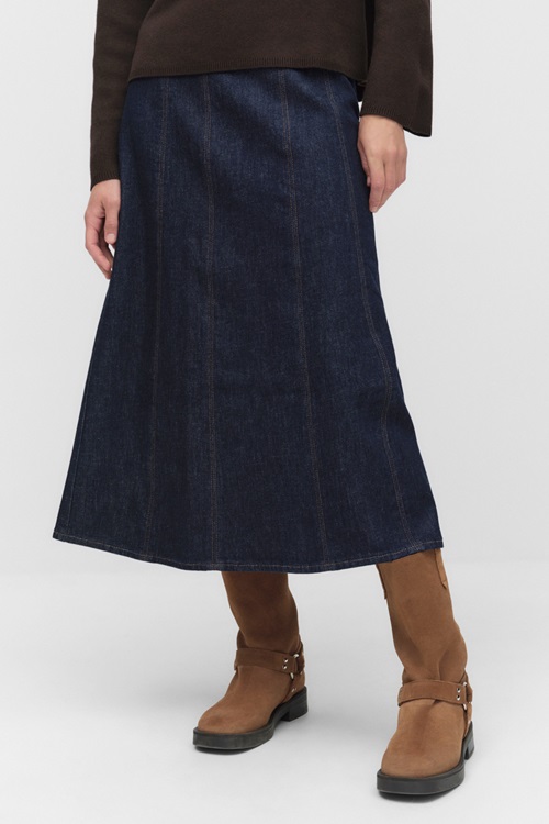 Dobber Jules Denim Skirt Midikjol Blue  Wash Dam 34 MQ Marqet