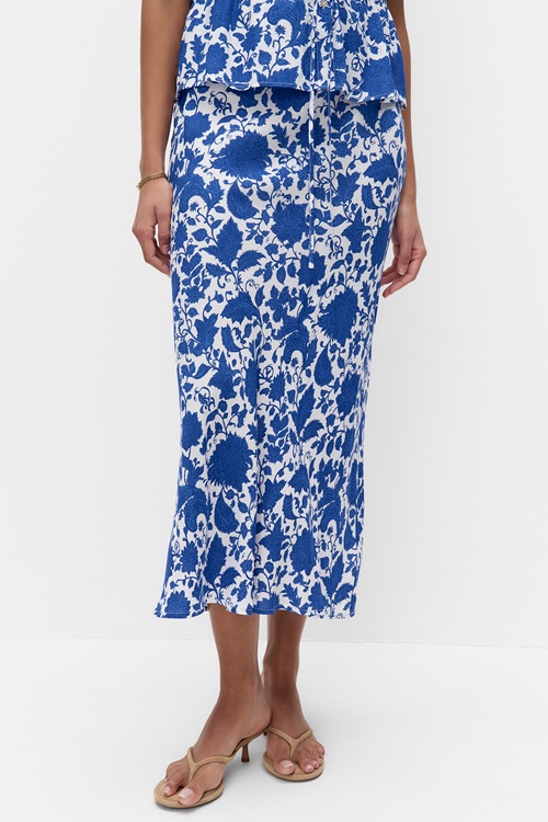 Dobber Mauria Skirt Midikjol Flower Print Dam XS MQ Marqet 1