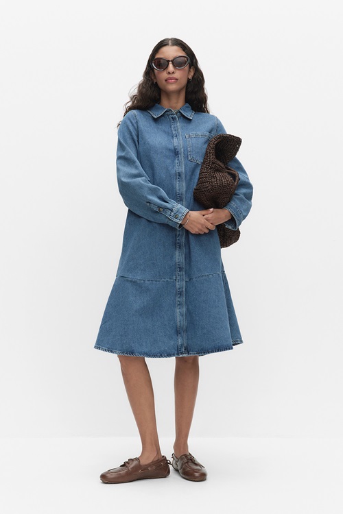 InWear Dophina midiklänning i tvättad denim