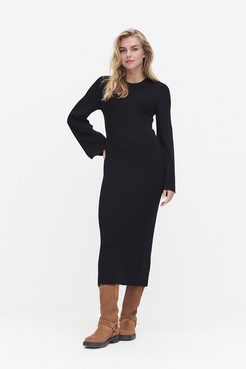 Dobber Ravenna Knit Dress Midiklänning Black Dam XS MQ Marqet