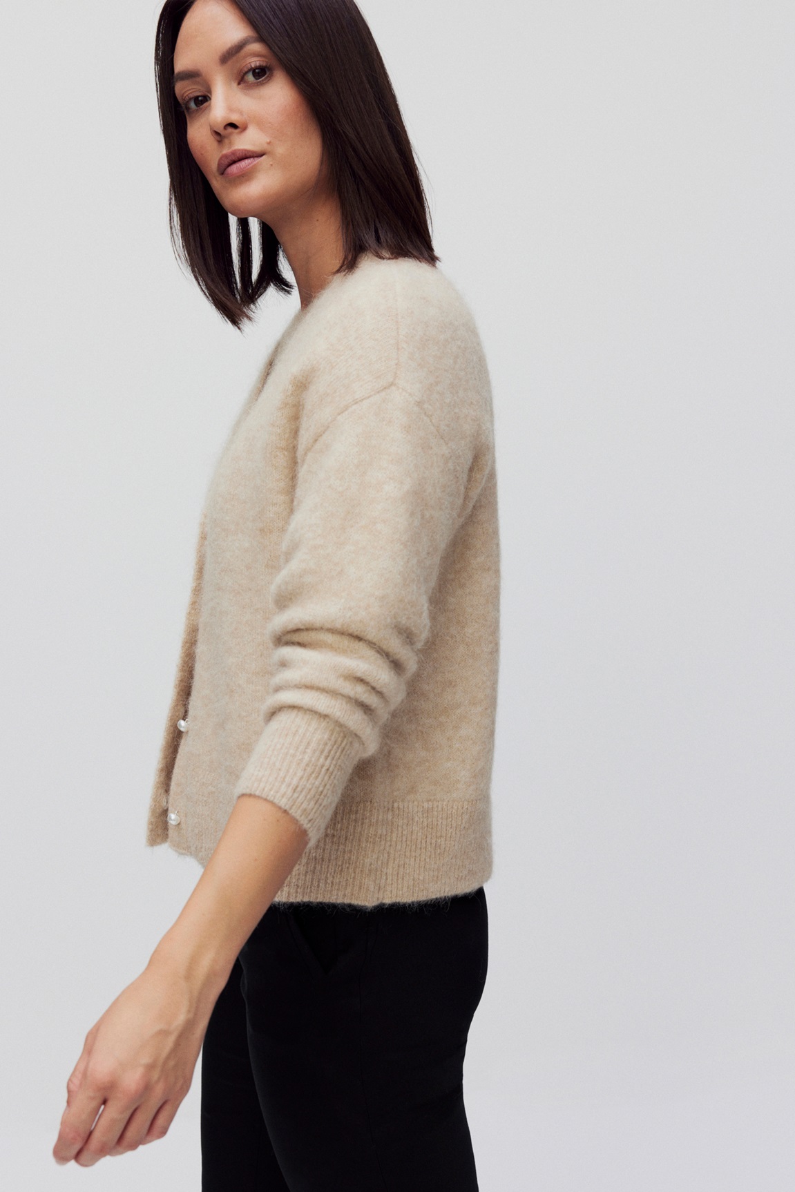 Marco L S Long Cardigan Beige Melange