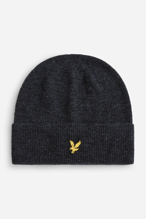 Lyle & Scott cuff Beanie Lambswool Blend Ribbed Beanie Jet Black Marl Cuff mössor herr – bild 8