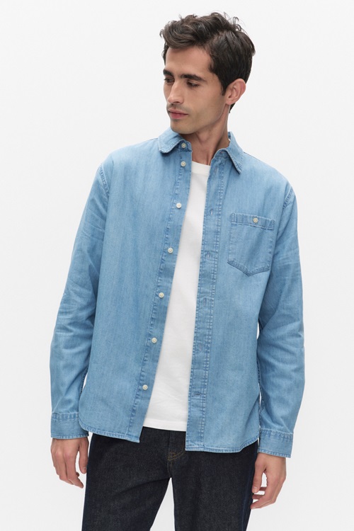 Dobber Cederic jeansskjorta i mjuk, tunn denim