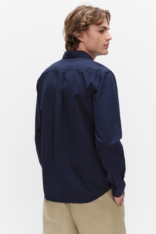 Bläck Edwin seersucker shirt casual skjortor herr – bild 2