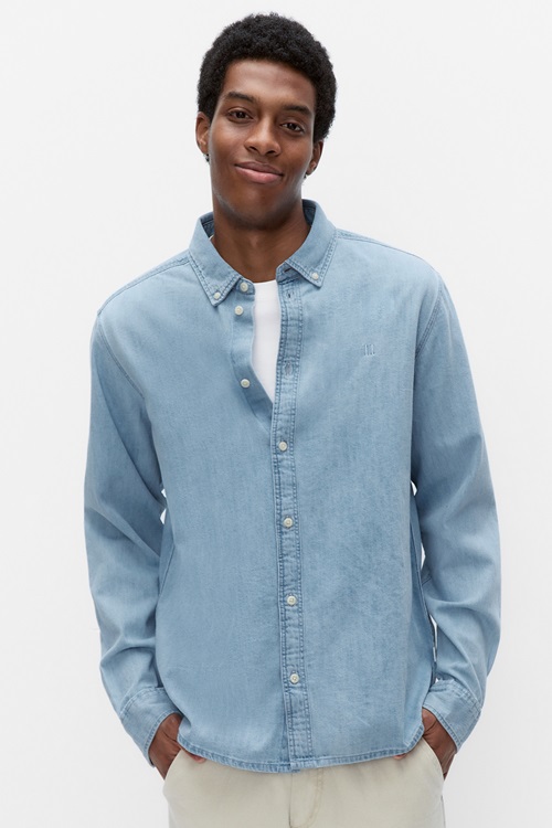 Les Deux Konrad Denim Shirt Casual Skjortor Herr S MQ Marqet 1
