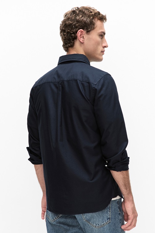 Lyle & Scott mörk marinblå långärmad skjorta herr – bild 4