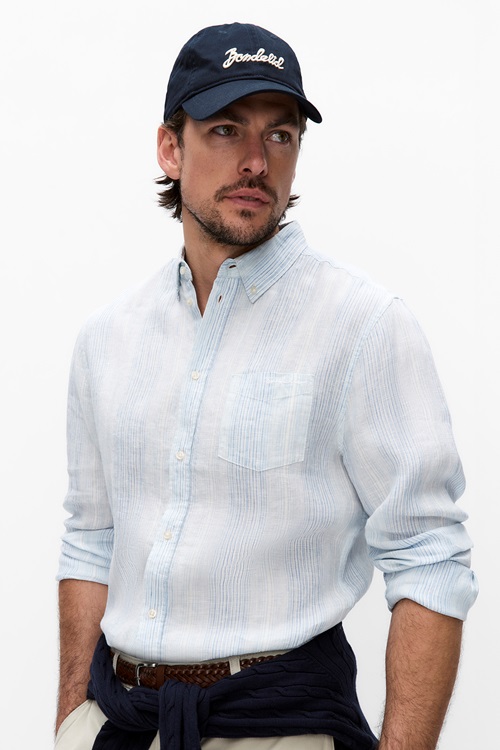 Bondelid Lenny Shirt Linneskjortor Green Stripe Herr S MQ Marqet 1