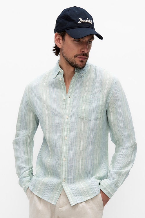 Bondelid Lenny Shirt Linneskjortor Green Stripe Herr S MQ Marqet 2