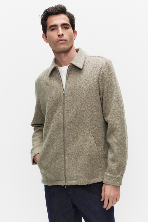 Ciszere Fred Bouclé Overshirt i bouclé – herr, grön