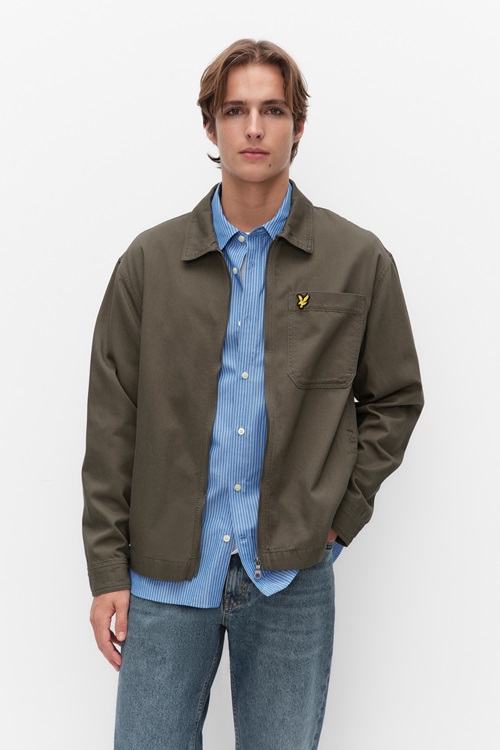 Lyle & Scott overshirt med dragkedja i Khaki Ash