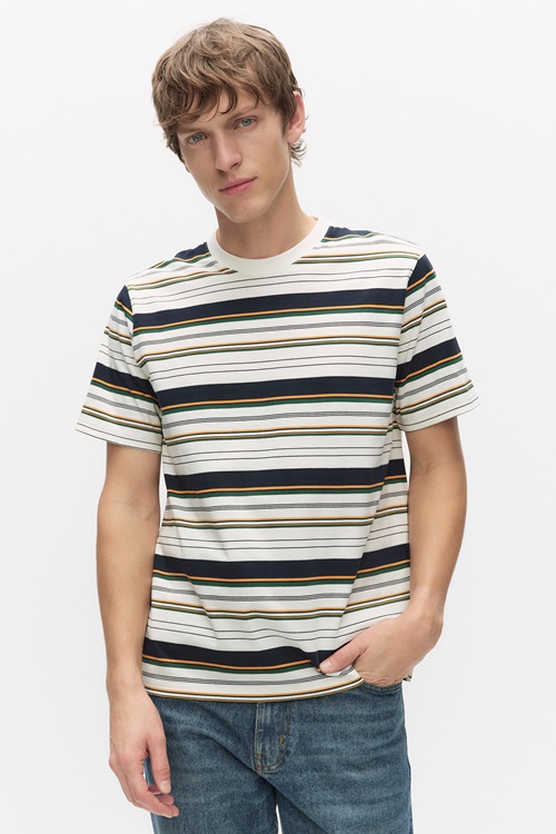 Dobber William Stripe Tee T-shirt Orange Stripe Herr S MQ Marqet 1