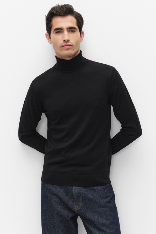 Bläck Ossian Merino Rollneck Polotröjor Dark Green Mel Herr S MQ Marqet 3