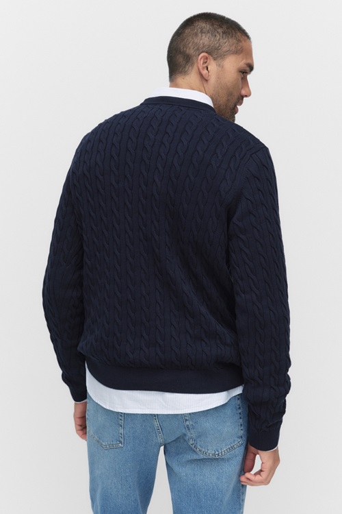Bondelid Dave cable crew neck stickade tröjor herr – bild 2