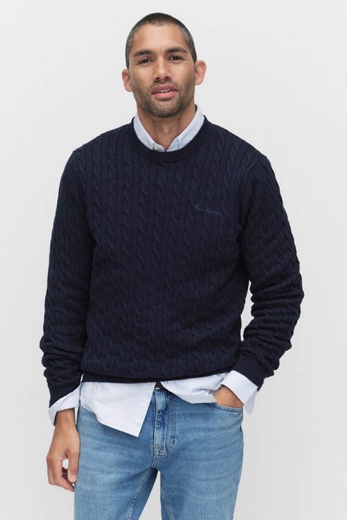 Bondelid Dave Cable Crew Neck Stickade Tröjor Herr S MQ Marqet 4