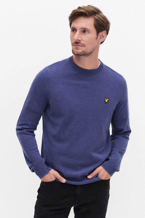 Lyle & Scott stickad lammullströja i Graystone Marl