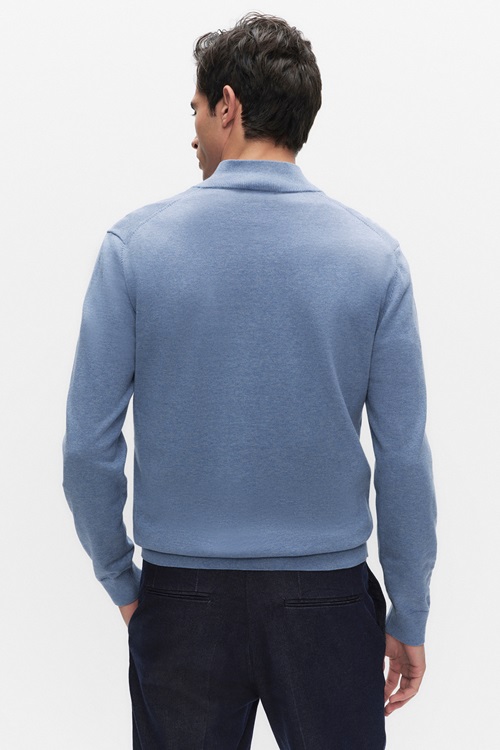 Bläck Menton half zip stickade tröjor herr – bild 2