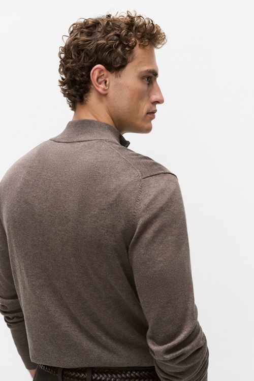 Bläck Menton half zip stickade tröjor herr – bild 2