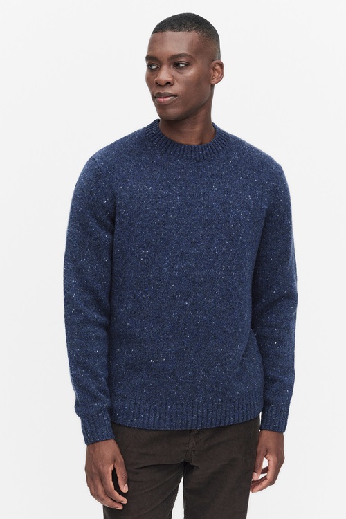 Dobber Tim neps crew neck Tröjor > Stickade tröjor DARK BLUE Herr S 1