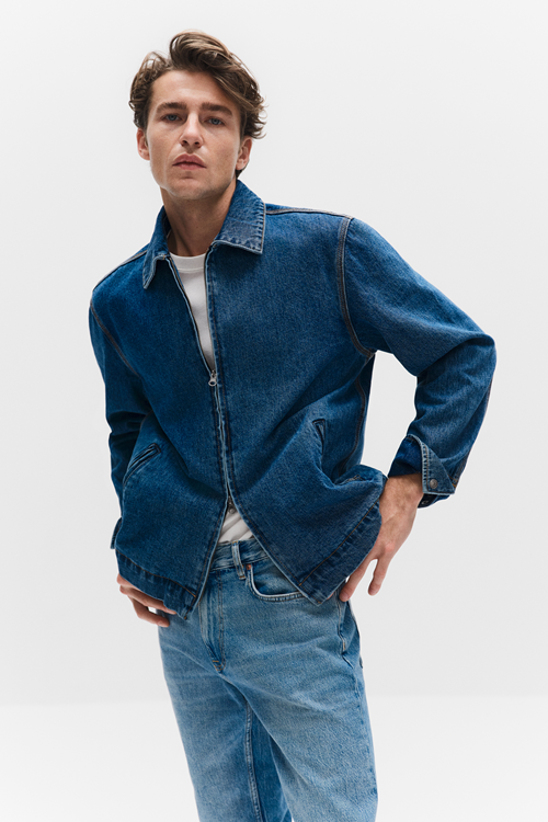 Dobber Garrison jeansjacka i tvättad denim, herr